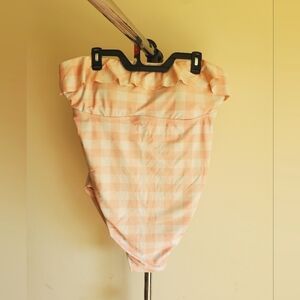 ISABEL Maternity Swimsuit XXL Pink Gingham Print, Strapless, Plus Bathing Suit